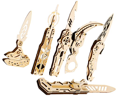 Caliber Gourmet Wood Knife Puzzles, 6 Pack, Brown