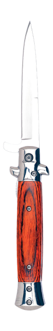 Ruko Shark Folding Stiletto, 4" Mirror Polished 420A Blade, Pakkawood Handle