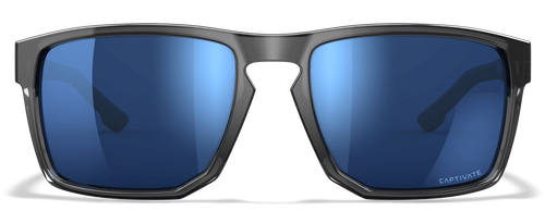 Wiley X Founder Captivate Polarized Safety Sunglasses, Blue Mirror Lens, Gloss Crystal Grey Frame