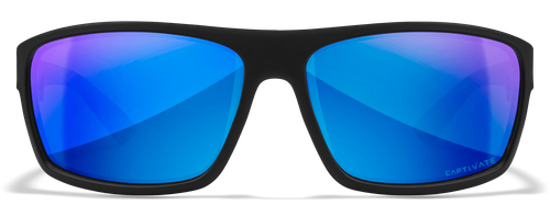 Wiley X Peak XL Captivate Polarized Safety Sunglasses, Blue Mirror Lens, Matte Black Frame