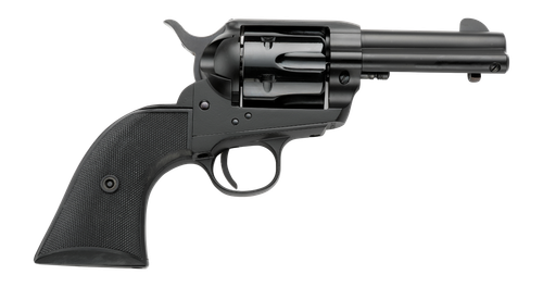 Pietta Alloy, 9mm, 3.5" Barrel, Matte Black, Black Checkered Grip, 6rd