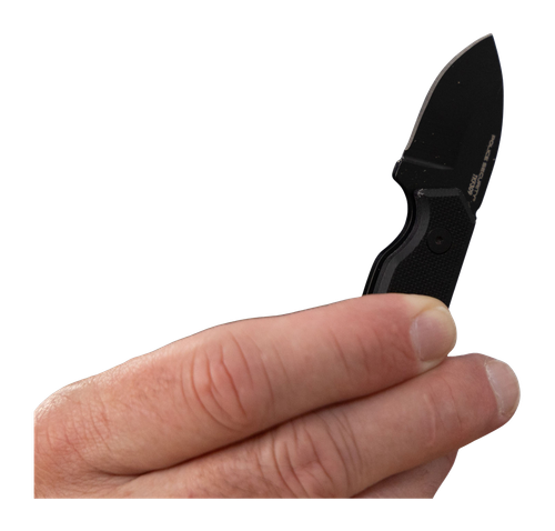 Police Security Mate Fixed Blade Knife, 1.2" Drop Point 3Cr13MoV Blade, Black Textured G10 Handle