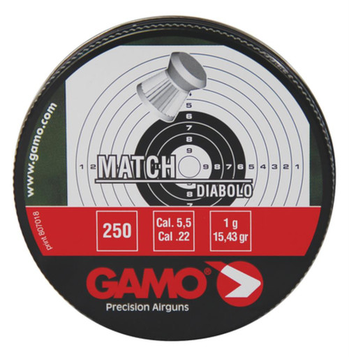 Gamo Match Pellets .22 Caliber Flat Nose 250 Per Tin