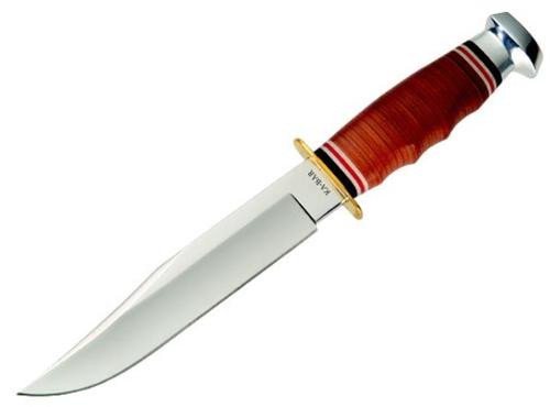 Ka-Bar Bowie Leather Handle Fixed DIN 1.4116 Clip Point Blade Leather