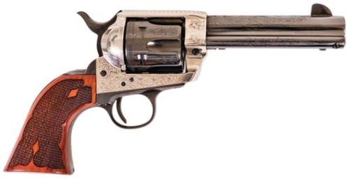 Cimarron Frontier with Old Silver Frame .45 Long Colt 7.5" Barrel PW Laser Engraved Fiamond Checkered Walnut Grips
