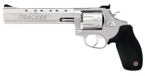 Taurus 17 Tracker 17 HMR. 6.5" Barrel, Adjustable Sight, Ribber Grip Overlay, Matte SS, 7rd