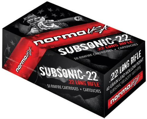 Norma Subsonic 22 LR 40gr, Hollow Point High Performance Target 50rd Box.