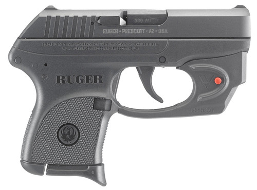 Ruger LCP w/Laser 380 ACP 2.75" Barrel, Black Serrated Steel Slide, Black Polymer Frame and Grip, Viridian E-Series Red Laser, 6 Rd