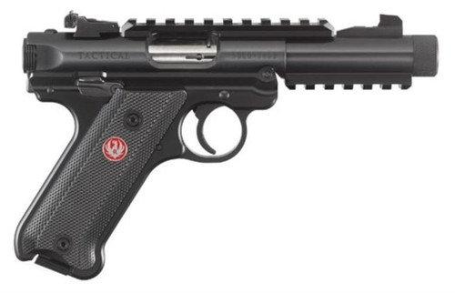 Ruger Mark IV Tactical 22 LR 44 Inch Threaded Barrel Adjustable Rear Sight TopBottom Picatinny Rail Checkered Natural Angle Grip 10 Round