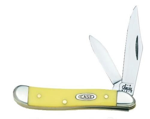 Case 00 Peanut Folder Chrome Vanadium Clip/Pen Blade Yellow Synthetic Hndl Case 00 Peanut Folder Chrome Vanadium Clip/Pen Blade Yellow Synthetic Hndl