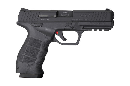 SAR SAR9 9mm, 4.4" Barrel, 3-Dot Sights, Ambi Safety, Black, 17rd SAR SAR9 9mm, 4.4" Barrel, 3-Dot Sights, Ambi Safety, Black, 17rd