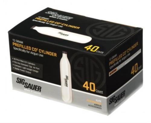 Sig Sauer Airguns CO2 Cylinders Cartridges, 12 Grams, 40 Per Box
