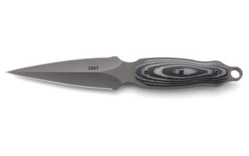 CRKT Shrill Fixed Blade Knife, 4.77" Gray 8Cr13MoV Dual-Edge Blade, Resin Fiber Overlay Handle