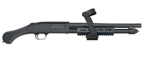 Mossberg 590 Shock N' Saw, 12 Ga, 14.375", 3", 5rd, Synthetic Black Raptor Grip, Blued