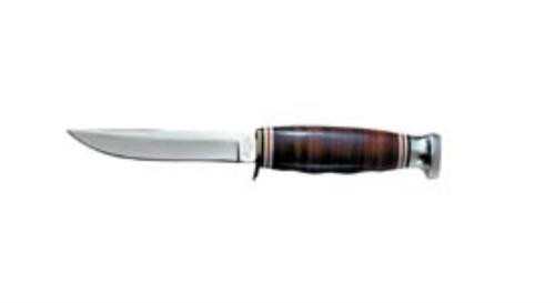 Ka-Bar Hunter 4" AUS-6 Drop Point Blade Leather Handle, Sheath Ka-Bar Hunter 4" AUS-6 Drop Point Blade Leather Handle, Sheath
