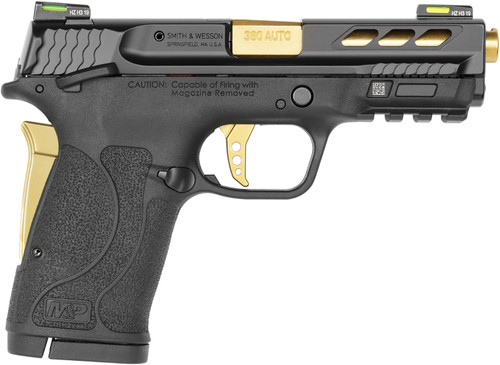 Smith & Wesson M&P Shield EZ M2.0 Performance Center 380 ACP, 3.8" Gold Barrel, Black Frame and Slide, 8rd