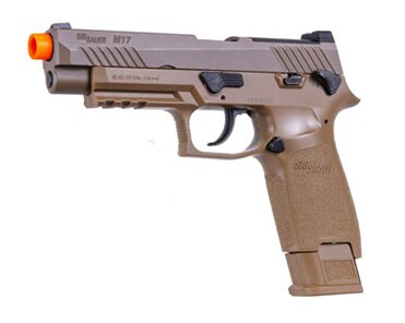 Sig Sauer Airsoft Proforce M17, 6mm, 5.5", 21rd, Green GAS Power Source, Coyote Tan