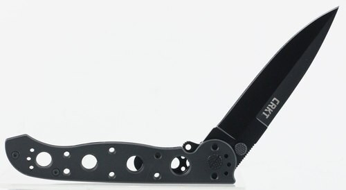 CRKT M16-03KS Folding Knife, 3.55" 12C27 Spear Point Blade, Black Stainless Steel Handle