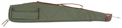 Bob Allen Canvas  Case 40" Green Canvas  Quilted Flannel Lining Leather Sling & Self-Repairing Nylon Zipper