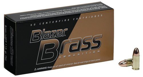 CCI Blazer Brass Ammo 9mm 115gr, Full Metal Jacket, 100rd Box