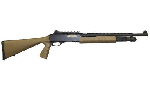 Stevens M320, Pump, 12 Ga, 18.5" Barrel,3" Chamber Flat Dark Earth, Polymer Stock, Right Hand, Ghost Ring Sights, 6Rd