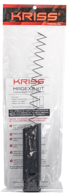 Kriss Mag-Ex2 Mag Extension Kit Glock G17 9mm, Metal/Polymer, Black, 40rd