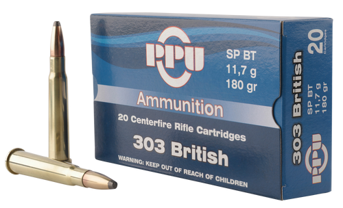 PPU Standard Rifle 303 British 180gr, Soft Point, 20rd Box