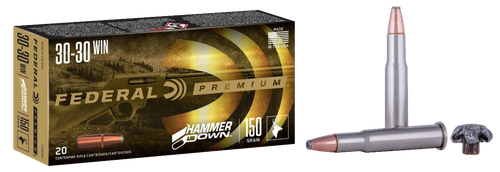 Federal Premium, Hammer Down, 30-30 Winchester, 150gr, Bonded Soft Point, 20rd Box, Designed for Lever Action Rifles