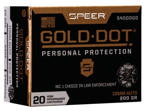 Speer Ammo Gold Dot Personal Protection 10mm Auto 200gr, Hollow Point, 20rd Box