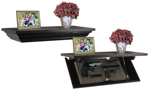 PSP Concealment Shelf Gun Safe Magnetic Latch Key Wood Brown