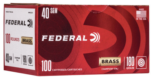 Federal Champion .40 S&W, 180gr, FMJ, Brass Case, 100rd