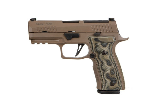 Sig Sauer, P320 AXG Scorpion, Custom Works, 9mm, 3.9" Barrel, AXG Modular Aluminum Grip, Flat Dark Earth, Optic Ready Compatible with Delta Point PRO and ROMEO1 PRO Optics, 