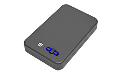Bulldog Personal Safe, 11"x7"x1.8", 6" Security Cable, Black, Digital Personal Vault LED, Allows Entry With Access Card or Key FOB or 3 LED Night Light Access Buttons, Quick Opening