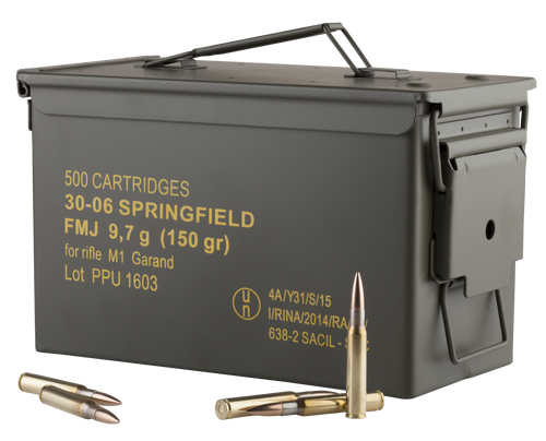 PPU Standard Rifle 30-06 Springfield 150gr, Full Metal Jacket 25 Bx (500 rds Total)