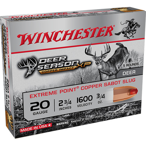 Winchester Deer Season XP Copper Impact 20 Ga, 2.75" 1 oz Sabot Slug Shot 5 Bx/ 20 Cs