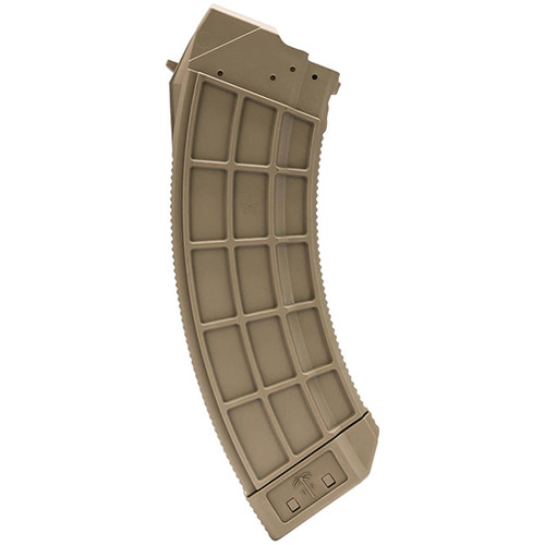 US Palm 7.62x39mm AK Platform Magazine 30rd Clear Flat Dark Earth Base Polymer Detachable