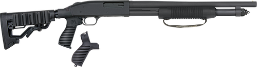 Mossberg 590, Tactical 12 Ga, 3" Chamber, 18.5" Cylinder Barrel, Blue Finish, 6 Position Flex Tactical Stock with Corn Cob Forend, Right Hand, 7Rd, Bead Sight