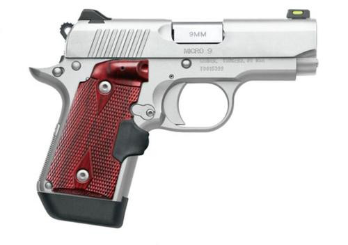 Kimber Micro 9 w/Laser Micro Frame 9mm 3.15" Match Grade Barrel, Silver Serrated SS Slide, SS Aluminum Frame w/Beavertai, Crimson Trace Laser Rosewood Grip, 7 Rd