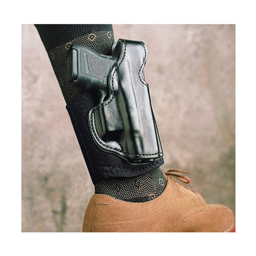 DeSantis Gunhide, Die Hard Ankle Holster, Fits Glock 43/43X, Right Hand, Black Leather
