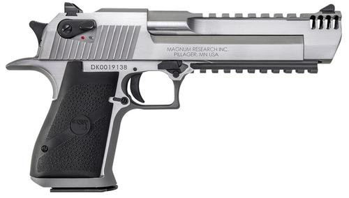 Magnum Research Desert Eagle Mark XIX 50 AE 6" SS Barrel w/Muzzle Brake, SS Slide & Frame, Picatinny Rail, Black Rubber Grip, 7 Rd