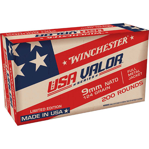 Winchester USA Valor Limited Edition Series, 9mm, 124Gr, Full Metal Jacket, 200rd Box