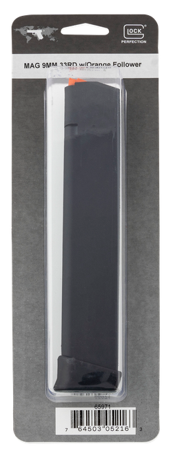 Glock 17/34 OEM 9mm Magazine Orange Follower, Black, 33rd