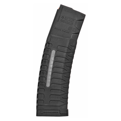 ATI AR15 60 Rd Magazine 5.56/.223, Windowed, Extended Schmeisser, Polymer, Black, 60rd