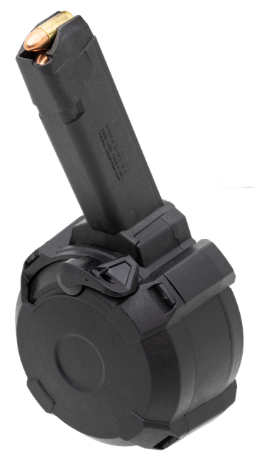 Magpul PMAG, D-50, 9mm, 50 Rounds, Drum, Fits Double Stack 9mm Glocks, Black