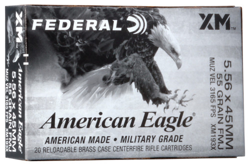 Federal American Eagle 5.56x45mm, 55gr, FMJBT, 20rd Box