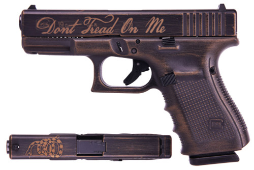Glock 19 Gen3 9mm, 4.02" Barrel, 'Don't Tread On Me' Cerakote, Burnt Bronze, 15rd