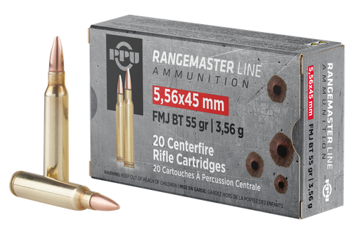 PPU Rangemaster 5.56x45mm NATO, 55gr, FMJBT, 20rd Box