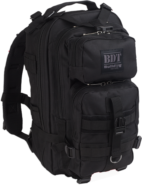 Bulldog BDT Tactical Backpack Compact Style with Black, 2 Main & Accessory Compartments, Hydration Bladder Compartment & Molle, Alice Compatible 18" H x 10" W x 10" D
