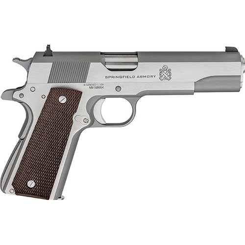 Springfield Mil-Spec 1911, 45ACP, 5" BBL, Stainless, Cocobolo Grips, 3 Dot, 7rnd Mag