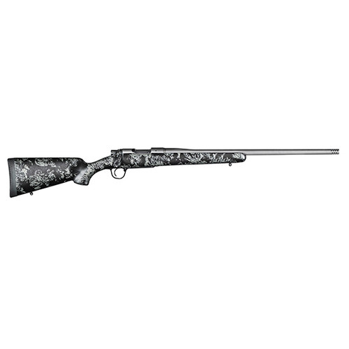 Christensen Arms Mesa FFT, 7mm Remington Magnum, 22" Threaded Stainless Steel Barrel, 5/8X24 Radial Muzzle Brake, Tungsten, Carbon Fiber Sporter Stock, Black with Gray Accents, 3rd